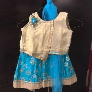 Indian girls lengha. Turquoise with matching scarf